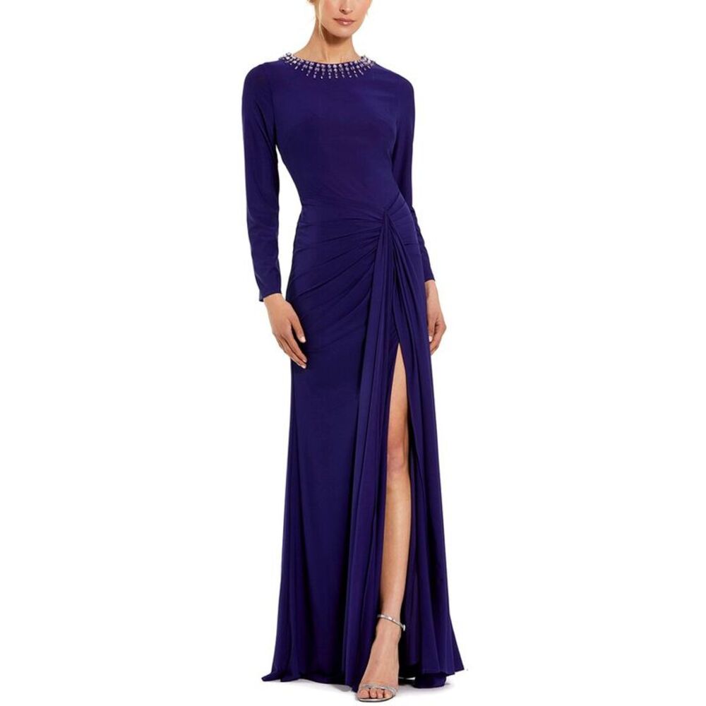 Mac Duggal Womens  Jersey Ruched Gown